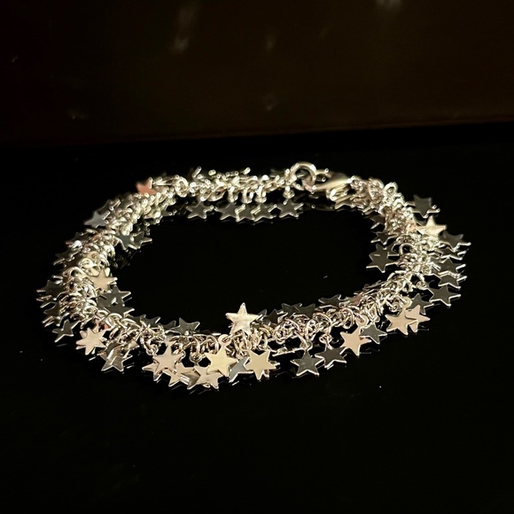 Silver stars bracelet 7 inches - Picture 2 of 3